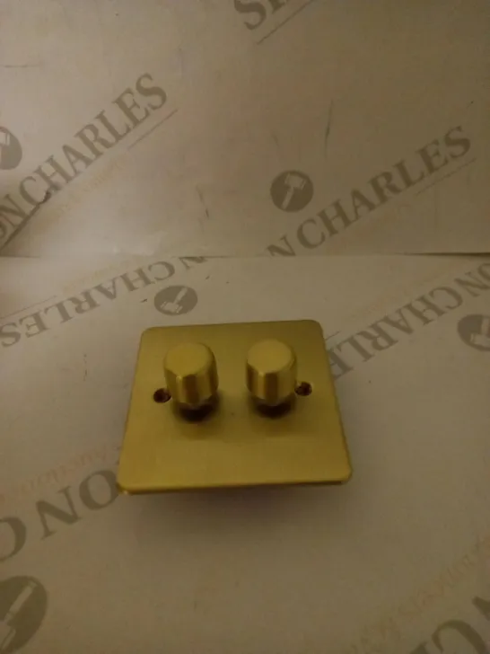 KNIGHTSBRIDGE FP2182BB FLAT PLATE BRUSHED BRASS 2 GANG 200W 2 WAY TRAILING EDGE DIMMER