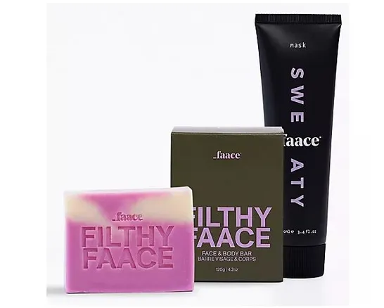 BRAND NEW BOXED FAACE 2 PIECE FILTHY & SWEATY SKINCARE KIT