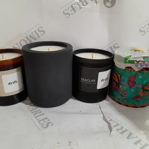 BOX OF APPROX 6 ASSORTED ITEMS TO INCLUDE - DRIFT CANDLES - RAPHAEL BALME - 150HOUR BURN CANDLE ECT