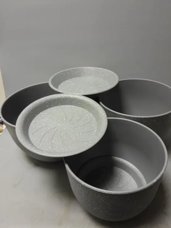 SET OF 3 9/10/12 INCH FLOWER POTS IN GREY SPECKLES