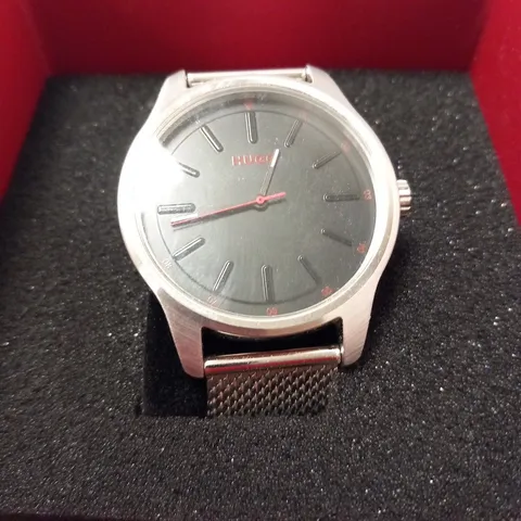 BOXED HUGO BOSS DARE STAINLESS STEEL WRIST WATCH