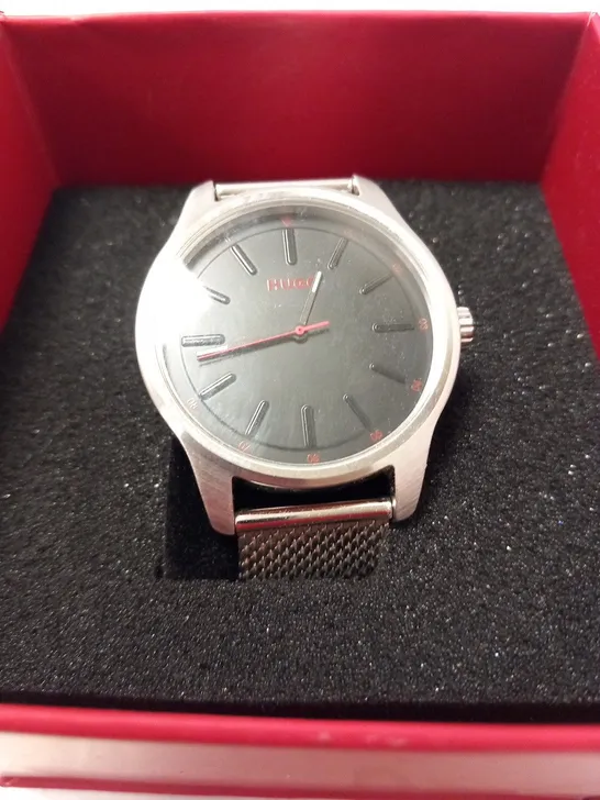 BOXED HUGO BOSS DARE STAINLESS STEEL WRIST WATCH