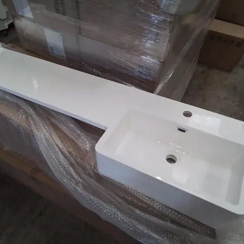 LOT OF 4 BOXED AS NEW VELDEAU ARNO 1500MM RH SEMI RECESSED CAST WING BASIN - 1534X420X200MM