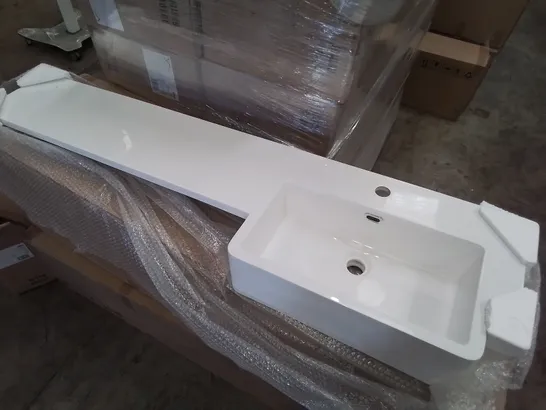 LOT OF 4 BOXED AS NEW VELDEAU ARNO 1500MM RH SEMI RECESSED CAST WING BASIN - 1534X420X200MM