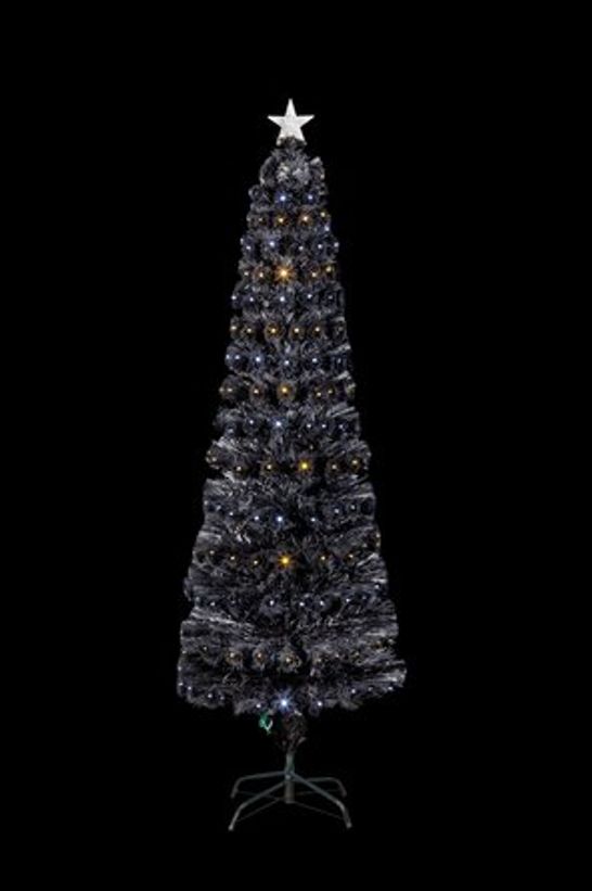 SLIM 7FT BLACK FIBRE OPTIC OPTIC CHRISTMAS TREE 