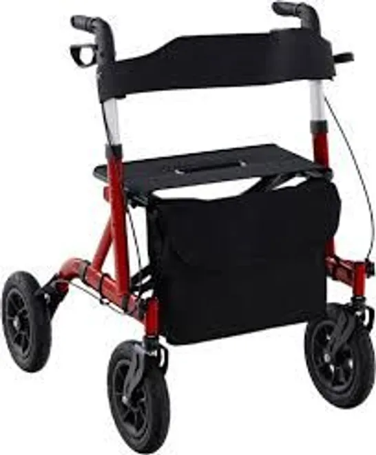 BOXED COSTWAY FOLDABLE ROLLING WALKER WITH SEAT - RED