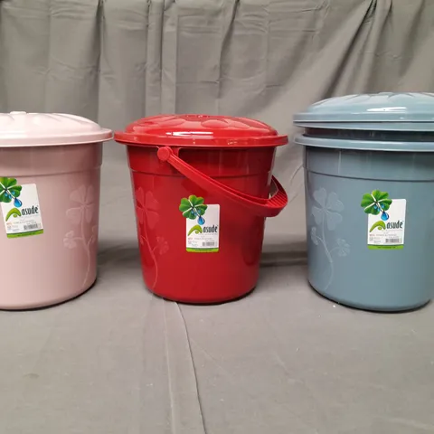 4X 5LITRE ASUDE PLANTER BUCKETS WITH LIDS