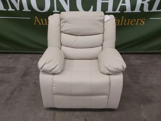 SORRENTO IVORY FAUX LEATHER MANUAL RECLINER ARMCHAIR 