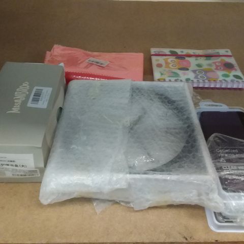 BOX OF ASSORTED HOMEWARE ITEMS TO INCLUDE CLOCKS, PHONE CASES, DIARIES ETC