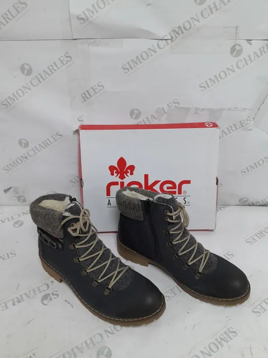 BOXED RIEKER CUFFED WATER RESISTANT LACED HIKING BOOTS SIZE 8 