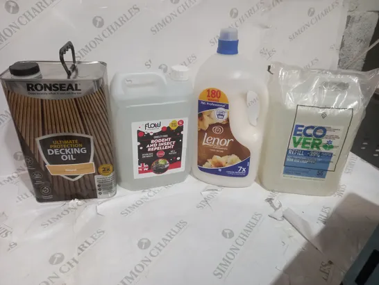 4 ASSORTED LIQUID ITEMS TO INCLUDE A UP DECKING OIL AND A RODENT AND INSECT REPELLENT - COLLECTION ONLY