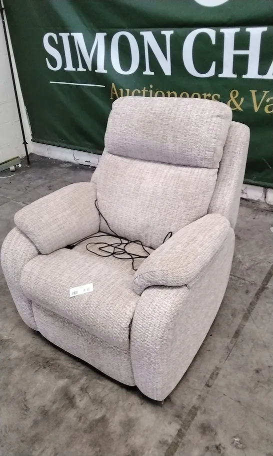 QUALITY BRITISH DESIGNED & MANUFACTURED G PLAN KINGSBURY POWER RECLINER ARMCHAIR ALFORD SAND FABRIC