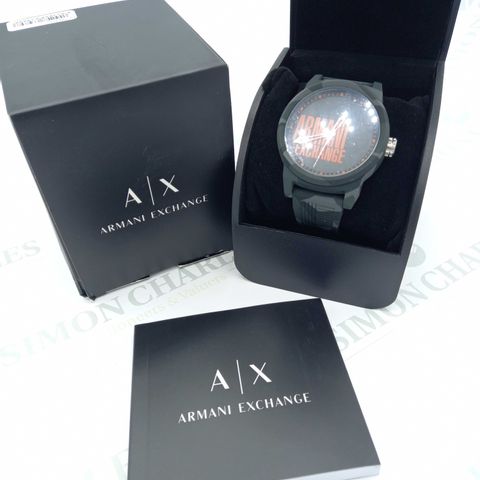 BRAND NEW BOXED ARMANI WATCH ATLC GREY AND ORANGE SILICONE
