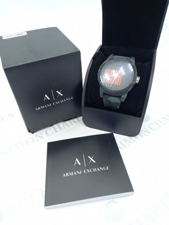 BRAND NEW BOXED ARMANI WATCH ATLC GREY AND ORANGE SILICONE RRP £268.5