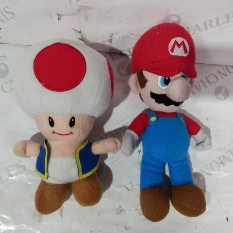 LOT OF 2 NINTENDO SUPER MARIO PLUSH TOYS - MARIO & TOAD