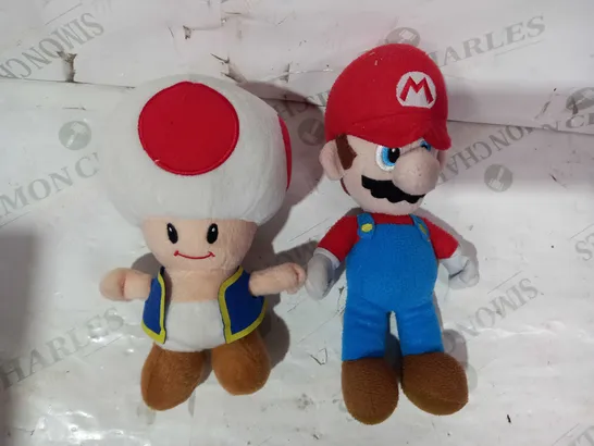 LOT OF 2 NINTENDO SUPER MARIO PLUSH TOYS - MARIO & TOAD