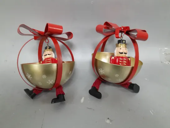 SANTA EXPRESS SET OF 2 CHARACTER DANGLY LEG BAUBLES NUTCRACKER 