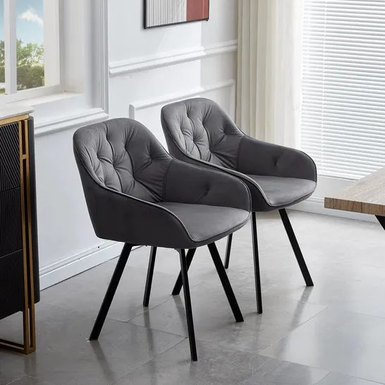 BOXED GARVIES SWIVEL DINING CHAIRS [VELVET][SET OF 2]