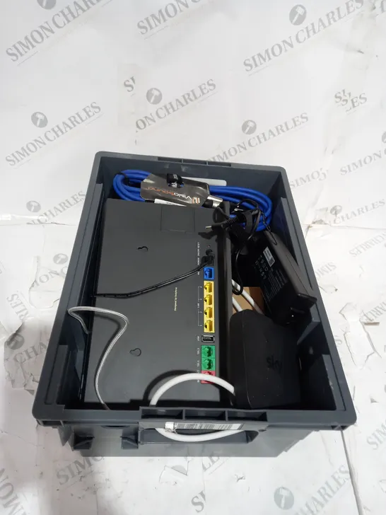 LARGE QUANTITY OF ASSORTED ELECTRICAL PRODUCTS AND ACCESSORIES TO INCLUDE; WIFI BOXES  , PLUGS AND CABLES 