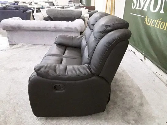 QUALITY DESIGNER ROTHBURY 2 SEATER MANUAL RECLINER SOFA - BLACK LEATHER