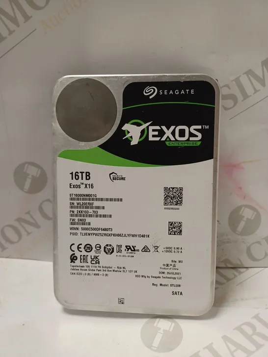 SEAGATE EXOS ENTERPRISE 16TB HARD DRIVE