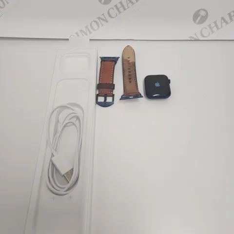 APPLE WATCH SERIES 6 44MM BLUE ALUMINIUM WITH LEATHER EFFECT SPORTS BAND