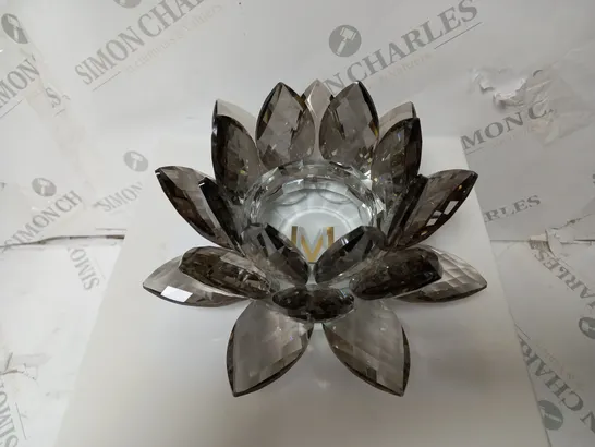 BOXED JULIAN MCDONALD LOTUS CANDLE HOLDER - SMOKED GLASS