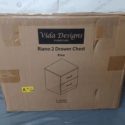 BOXED VIDA DESIGNS RIANO 2 DRAWER CHEST IN PINE