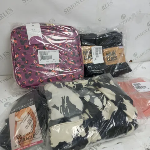 BOX OF APPROXIMATELY 15 ASSORTED ITEMS TO INCLUDE MAKE UP CASE, SHAPER SHORTS, BLACK TIGHTS ETC