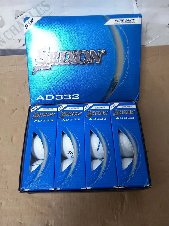 BOX OF APPROXIMATELY 12 SRIXON AD333 PURE WHITE VISUAL PERFORMANCE GOLF BALLS