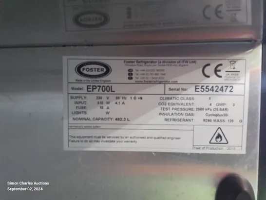  FOSTER COMMERCIAL EP700L ECOPRO G3 FREEZER (-18°/-21°C)