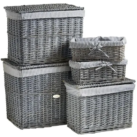 BOXED WICKER 5 PIECE BASKET SET