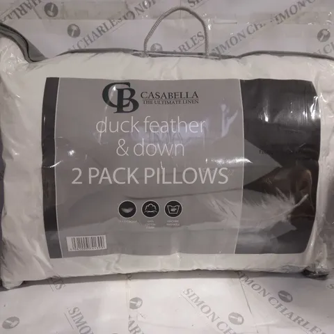 PACKAGED CASABELLA ULTIMATE LINEN DUCK FEATHER & DOWN 2 PACK OF PILLOWS 