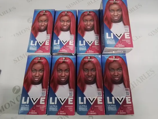 LOT OF 9 BRAND NEW SCHWARZKOPF LIVE RASPBERRY REBEL HAIR DYES 