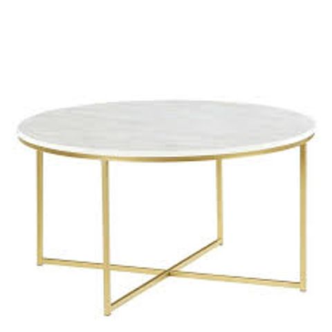 LEVINSON 36" COFFEE TABLE WITH X BASE- MARBLE/GOLD