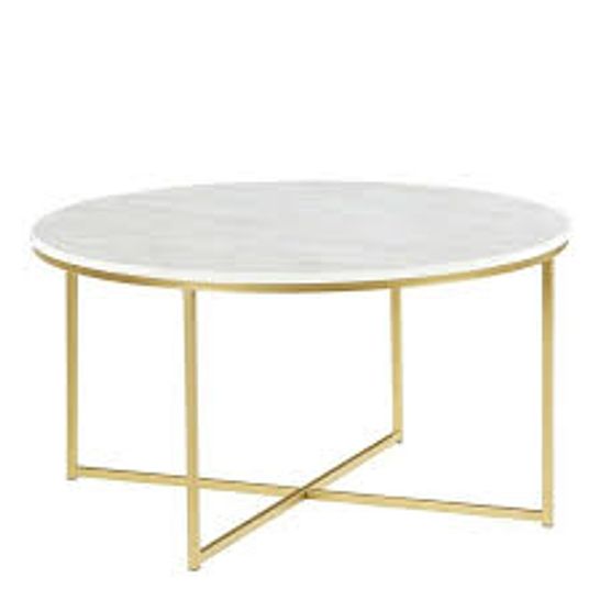 LEVINSON 36" COFFEE TABLE WITH X BASE- MARBLE/GOLD