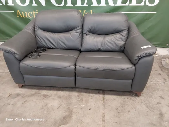 QUALITY BRITISH DESIGNER G PLAN JACKSON POWER RECLINING THREE SEATER SOFA CAMBRIDGE PETROL BLUE LEATHER 