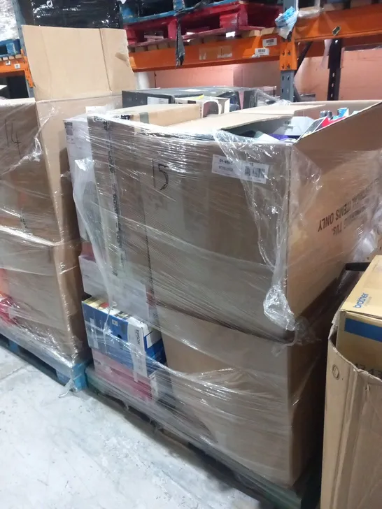 PALLET OF ASSORTED ELECTRICAL PRODUCTS AND ACCESSORIES TO INCLUDE; BLUETOOTH PARTY SPEAKER, SHARP PARTY SPEAKER, POLAROID DAB RADIO, ONE FOR ALL UNIVERSAL REMOTE AND ROKU EXPRESS