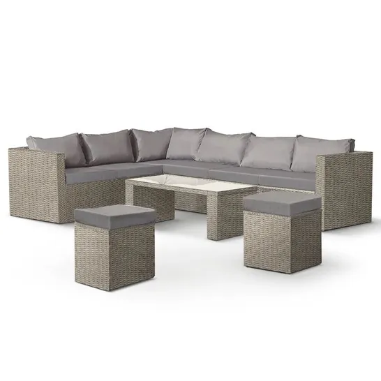 BOXED FAIRALL 8 SEATER RATTAN CORNER SOFA (2 BOXES)