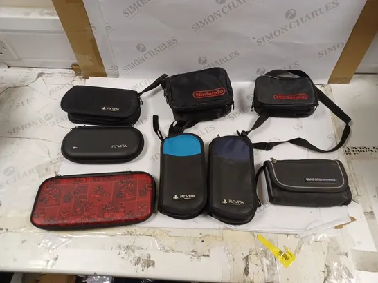 8 CONSOLE BAGS TO INCLUDE NINTENDO, PSVITA, AND GAMEBOY ADVANCE 