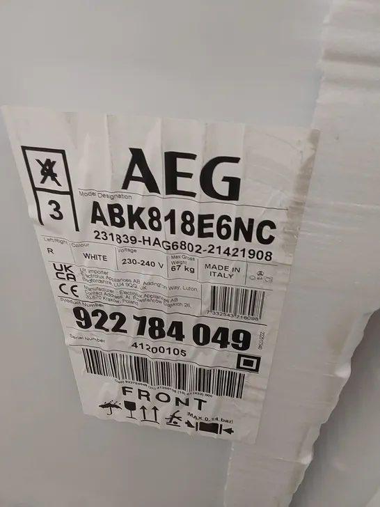 AEG INTEGRATED UPRIGHT 177CM FREEZER MODEL ABK818E6NC RRP £1000