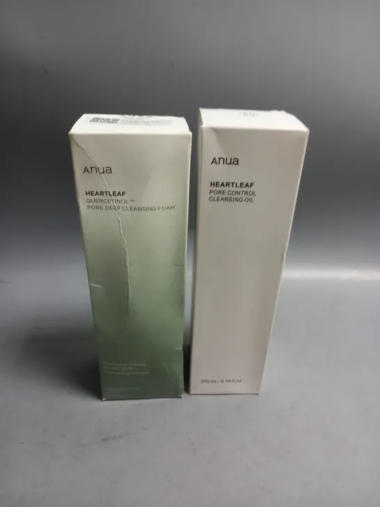 LOT OF 2 BOXED AND SEALED ANUA HEARTLEAF CLEANSING FOAM 150ML AND CLEANSING OIL 200ML 