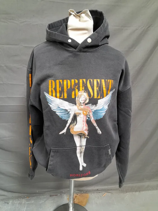 REPRESENT REBORN HOODIE AGED BLACK - XXS