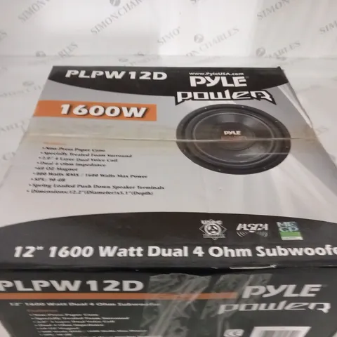 BOXED PYLE POWER 1600W DUAL 4 OHM SUBWOOFER