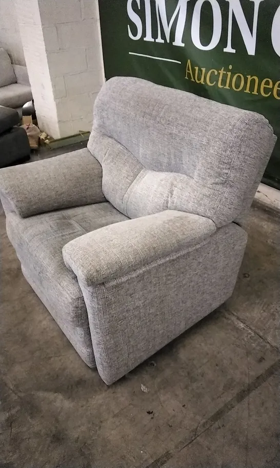 QUALITY BRITISH DESIGNED & MANUFACTURED G PLAN STRATFORD POWER RECLINER ARMCHAIR LOOM SMOKE FABRIC