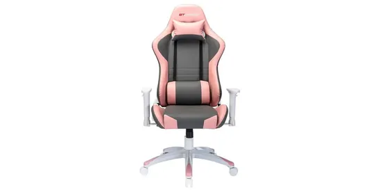 BOXED DESIGNER GT FORCE PRO GT LEATHER RACING SPORTS OFFICE CHAIR IN WHITE & PINK