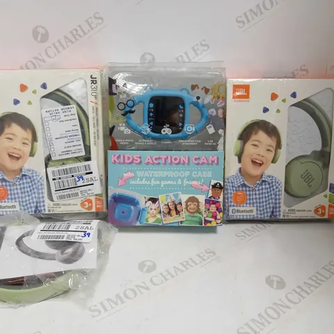LOT OF 4 KIDS ITEMS, TO INCLUDE CAMERA & HEADPHONES