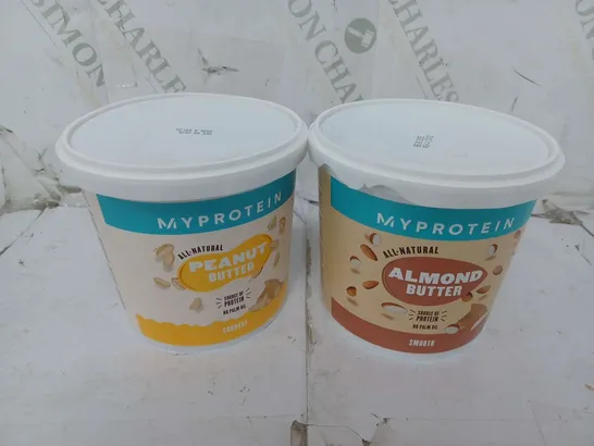 2 MY PROTEIN PRODUCTS TO INCLUDE PEANUT BUTTER (1kg), ALMOND BUTTER (1kg)