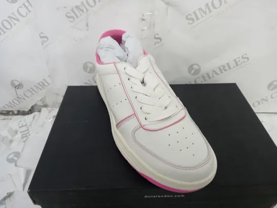 BOXED PAIR OF DUNE TRAINERS IN PINK/WHITE UK SIZE 6