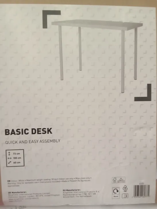 BOXED GOODHOME BASIC DESK - WHITE